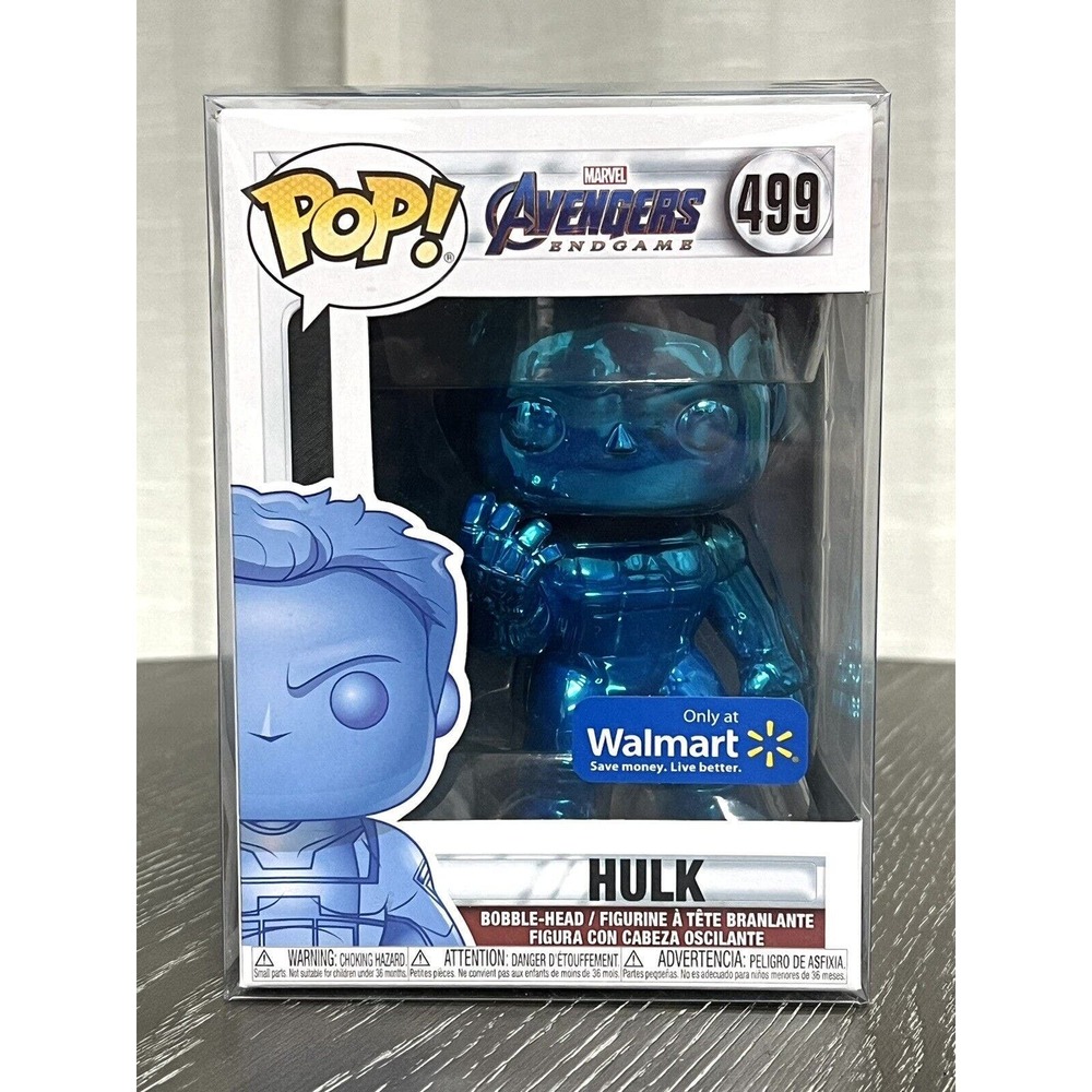 Funko Pop! Hulk (Blue Chrome) 499 Avengers Endgame Walmart Exclusive, w/ Cover